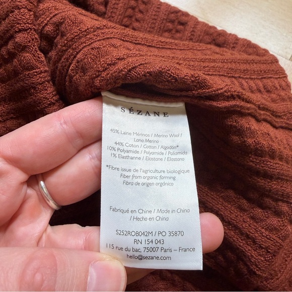 Sezane Honorine Long Sleeve Knit Midi Dress in Brick Orange Medium - Picture 7 of 10